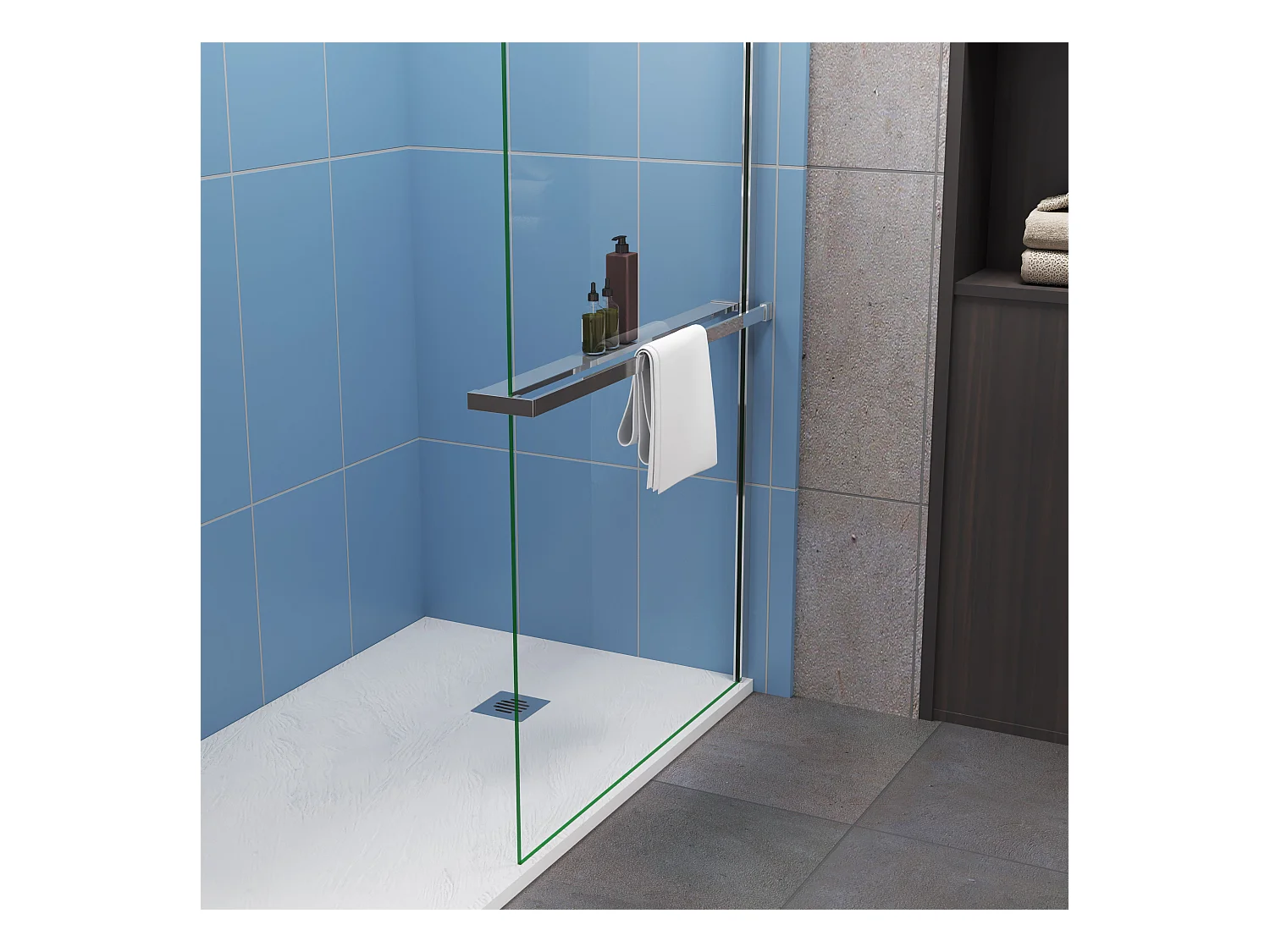 Étagère de Douche pour Paroi de Douche - Alu Chromé 100 cm - Compatible Verre 8 mm, Capacité de Charge 5 kg, Accessoires Salle de Bain