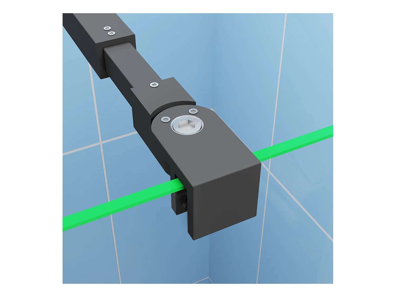 Paroi de douche fixe 140x200 cm + barre de fixation 73-120cm + Étagère de Douche 140cm alu - verre 8 mm anticalcaire - Noir mat