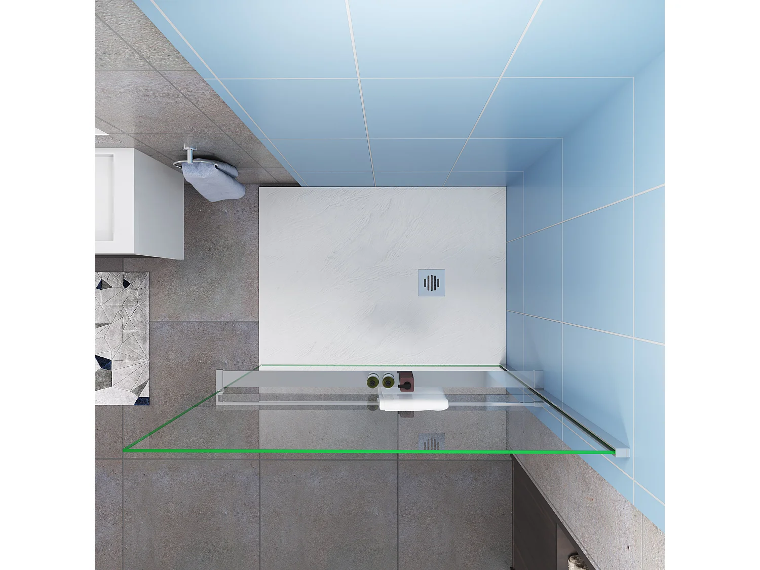 Étagère de Douche pour Paroi de Douche - Alu Chromé 120 cm - Compatible Verre 8 mm, Capacité de Charge 5 kg, Accessoires Salle de Bain