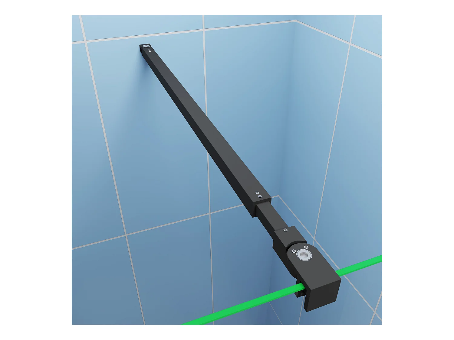 Paroi de douche fixe 100x200 cm + barre de fixation 73-120cm + Étagère de Douche 100cm alu - verre 8 mm anticalcaire - Noir mat