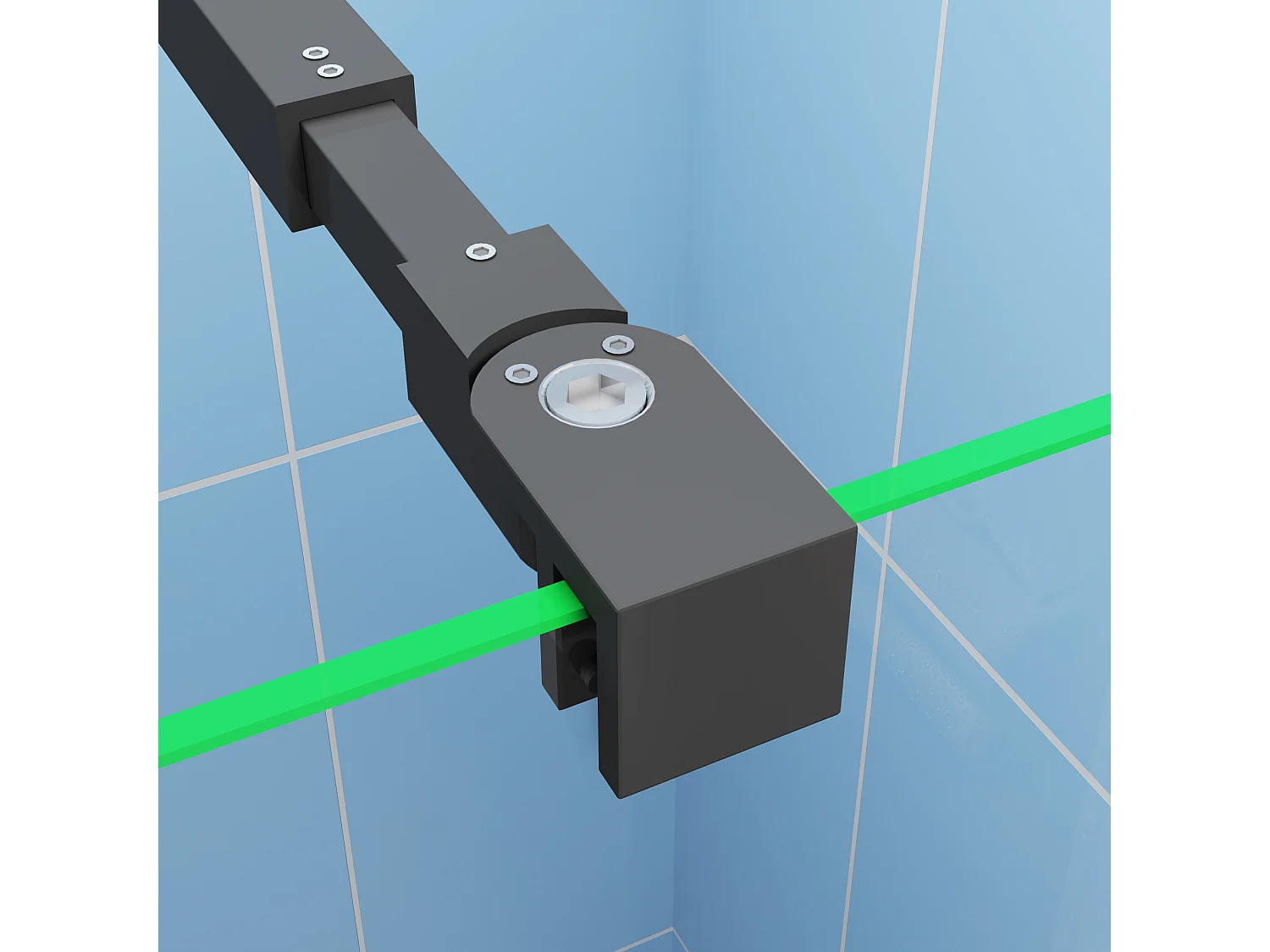 Paroi de douche fixe 100x200 cm + barre de fixation 73-120cm + Étagère de Douche 100cm alu - verre 8 mm anticalcaire - Noir mat