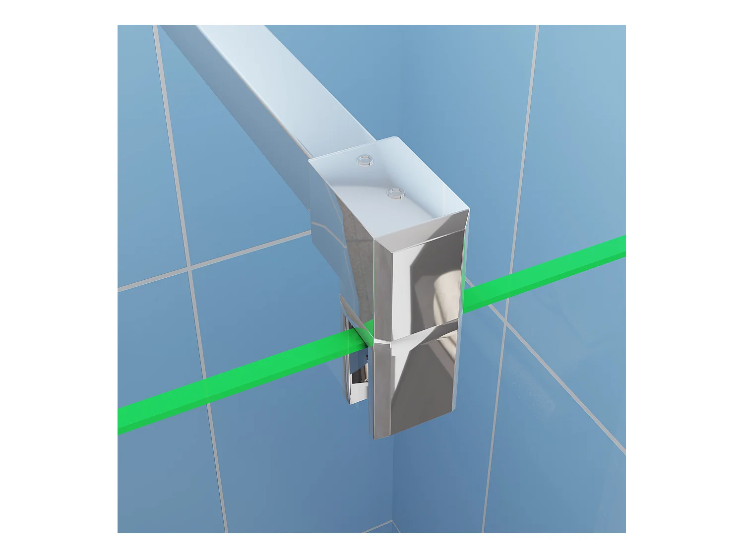 Paroi de douche à l'italienne Chrome 100x200cm - 8mm verre anticalcaire + Barre de fixation 90 cm avec pince + Étagère de Douche 100cm en alu