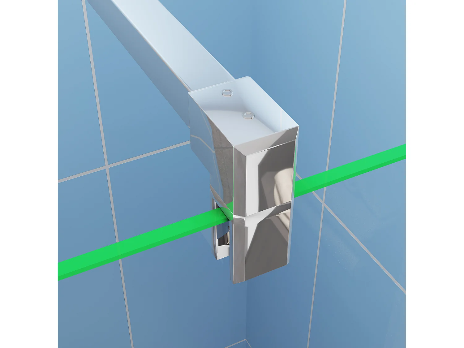 Paroi de douche à l'italienne Chrome 100x200cm - 8mm verre anticalcaire + Barre de fixation 90 cm avec pince + Étagère de Douche 100cm en alu