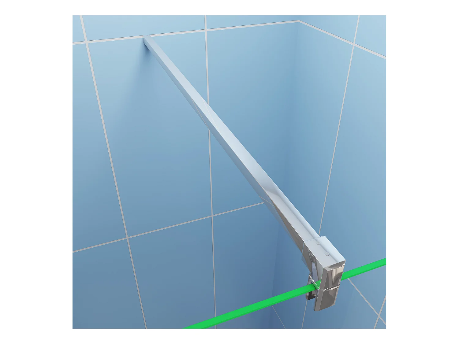 Paroi de douche à l'italienne Chrome 120x200cm - 8mm verre anticalcaire + Barre de fixation 140cm avec pince + Étagère de Douche 120cm en alu