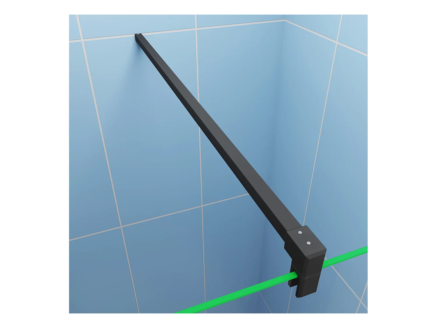 Paroi de douche fixe 120x200 cm + Barre de fixation 140cm avec pince + Étagère de Douche 120cm en alu - verre 8 mm anticalcaire - Noir mat