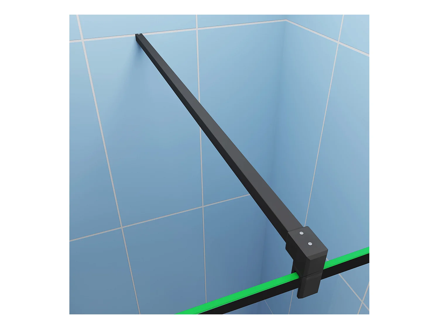 Paroi de douche à l'italienne Avec Étagère de Douche 100cm en alu noir - 100x200cm - 8mm verre anticalcaire + barre de fixation noir 90cm