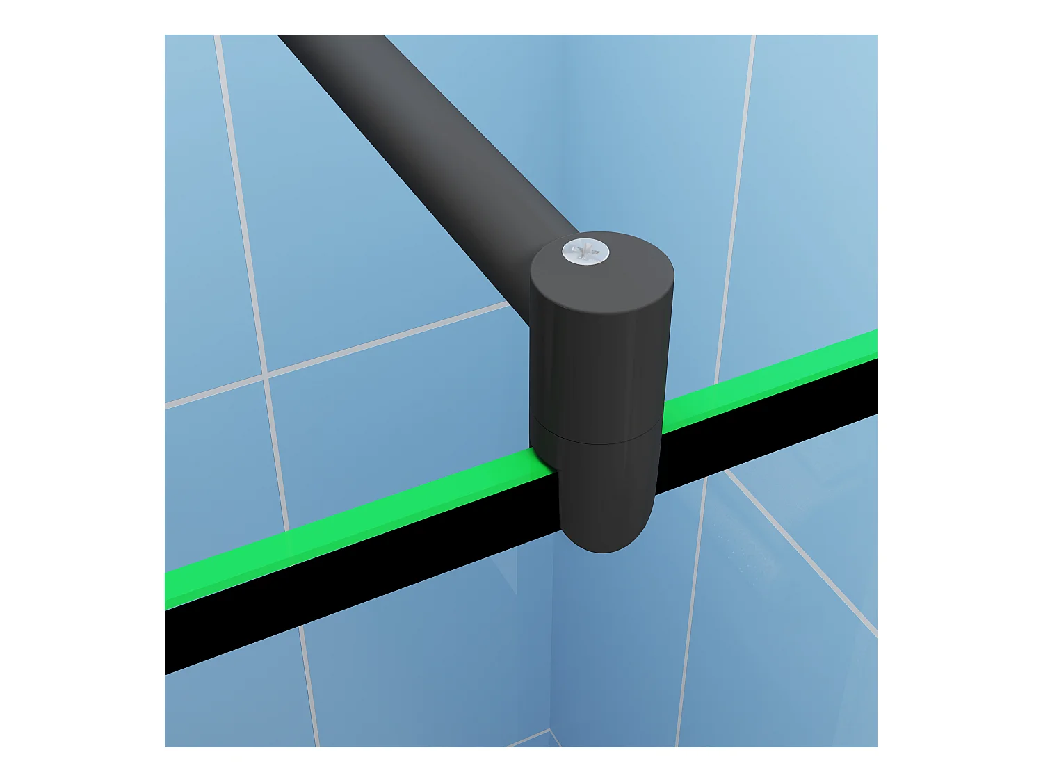 Paroi de douche à l'italienne noir 90x200cm - 8mm verre anticalcaire Avec Étagère de Douche 90cm en alu noir + barre de fixation noir 70-120cm