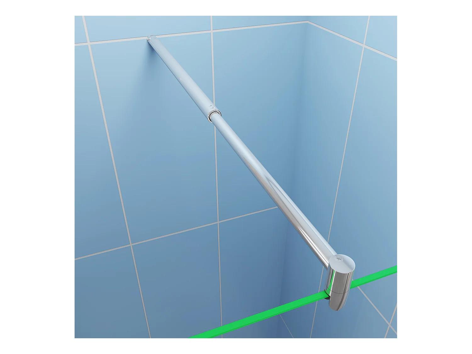 Paroi de douche à l'italienne Chrome 120x200cm - 8mm verre anticalcaire + Barre d'extensible cylindrique 70-120cm + Étagère de Douche 120cm en alu