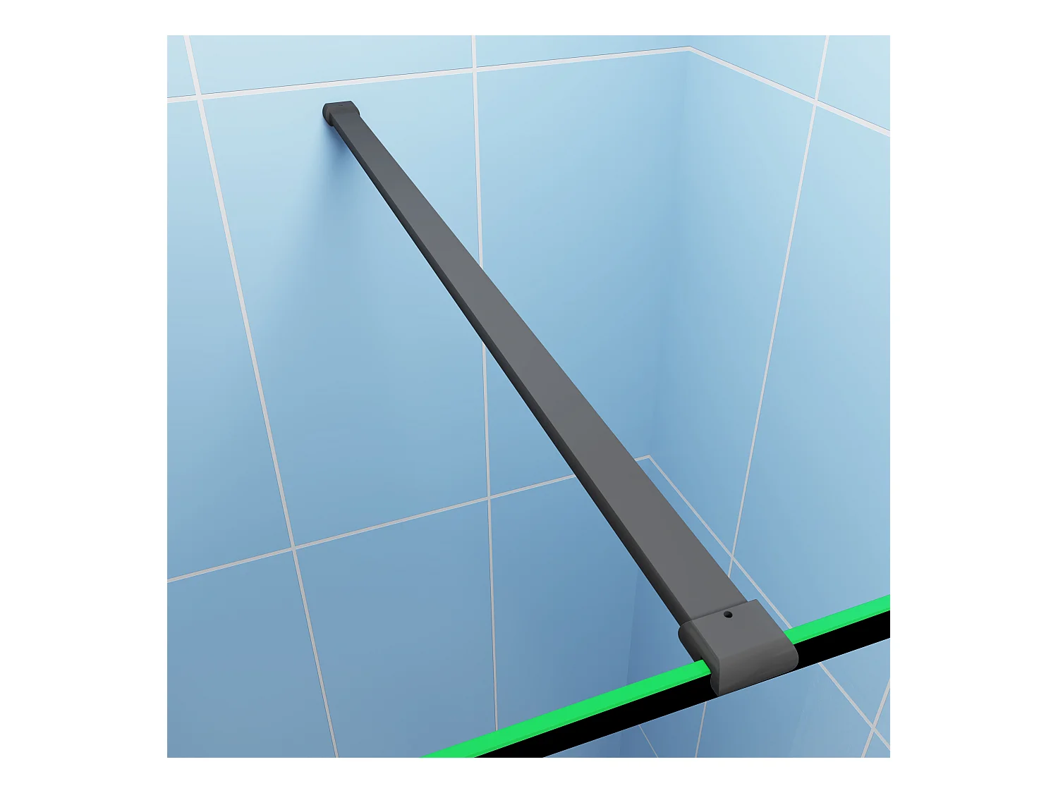 Paroi de douche à l'italienne noir 100x200cm + Étagère de Douche 100cm en alu - 8mm Verre coloré anticalcaire avec barre de fixation noir 140cm