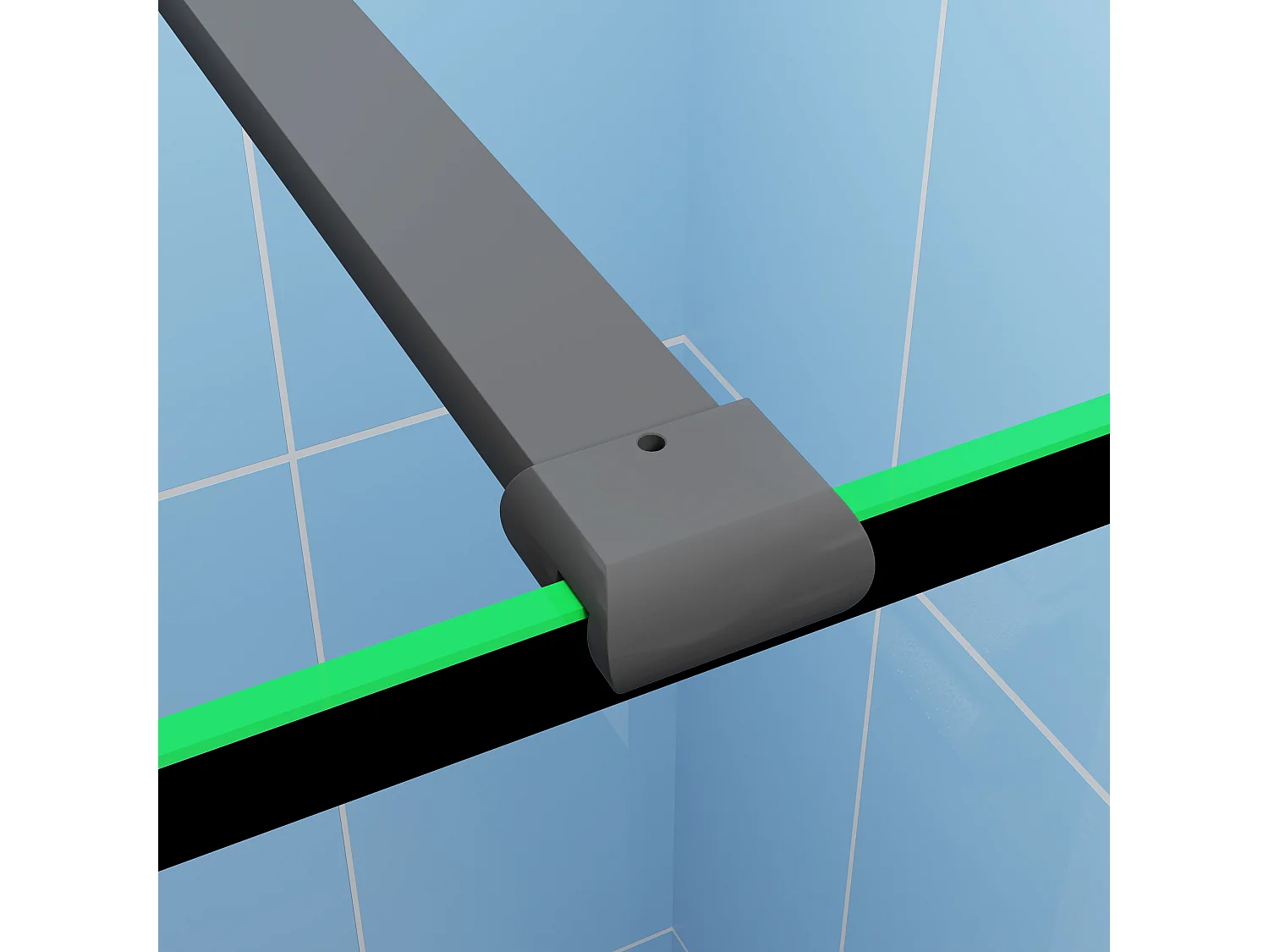 Paroi de douche à l'italienne noir 100x200cm + Étagère de Douche 100cm en alu - 8mm Verre coloré anticalcaire avec barre de fixation noir 140cm