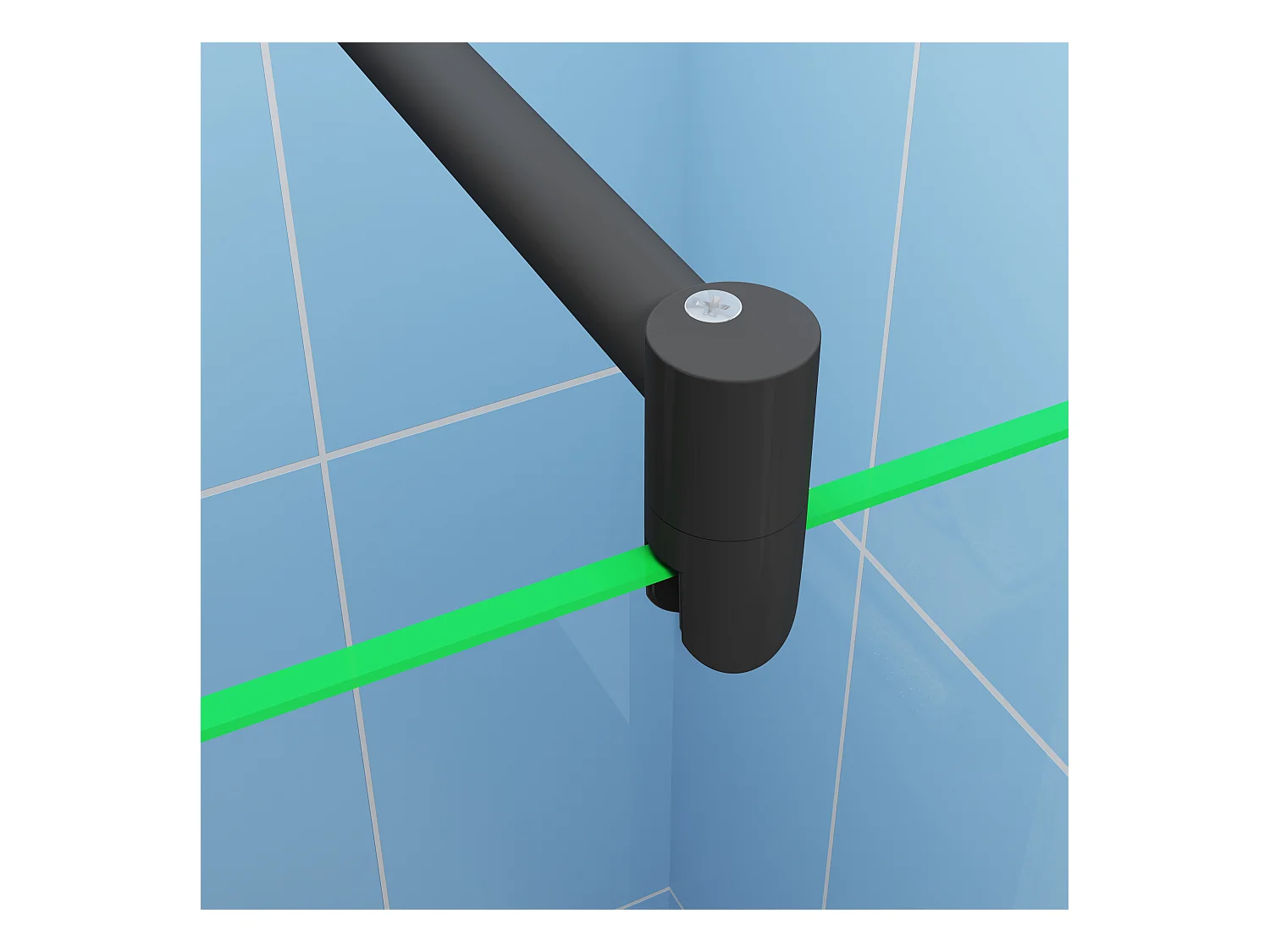 Paroi de douche fixe 100x200 cm + barre de fixation 70-120cm + Étagère de Douche 100cm alu - verre 8 mm anticalcaire - Noir mat
