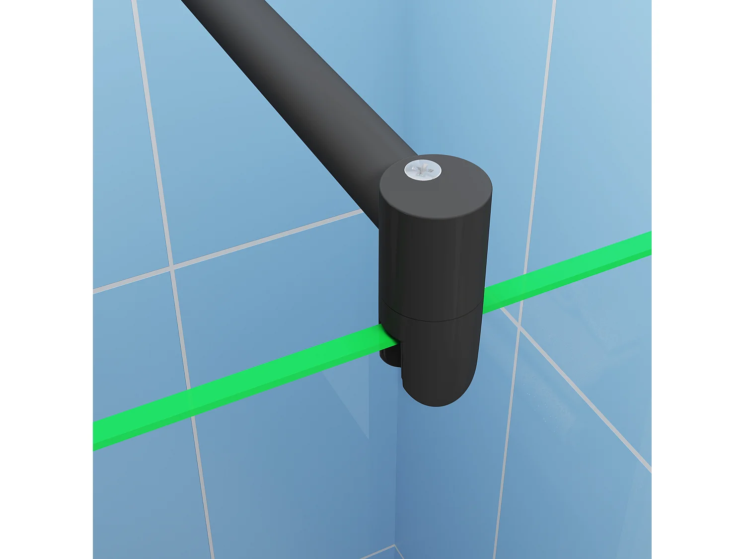 Paroi de douche fixe 100x200 cm + barre de fixation 70-120cm + Étagère de Douche 100cm alu - verre 8 mm anticalcaire - Noir mat