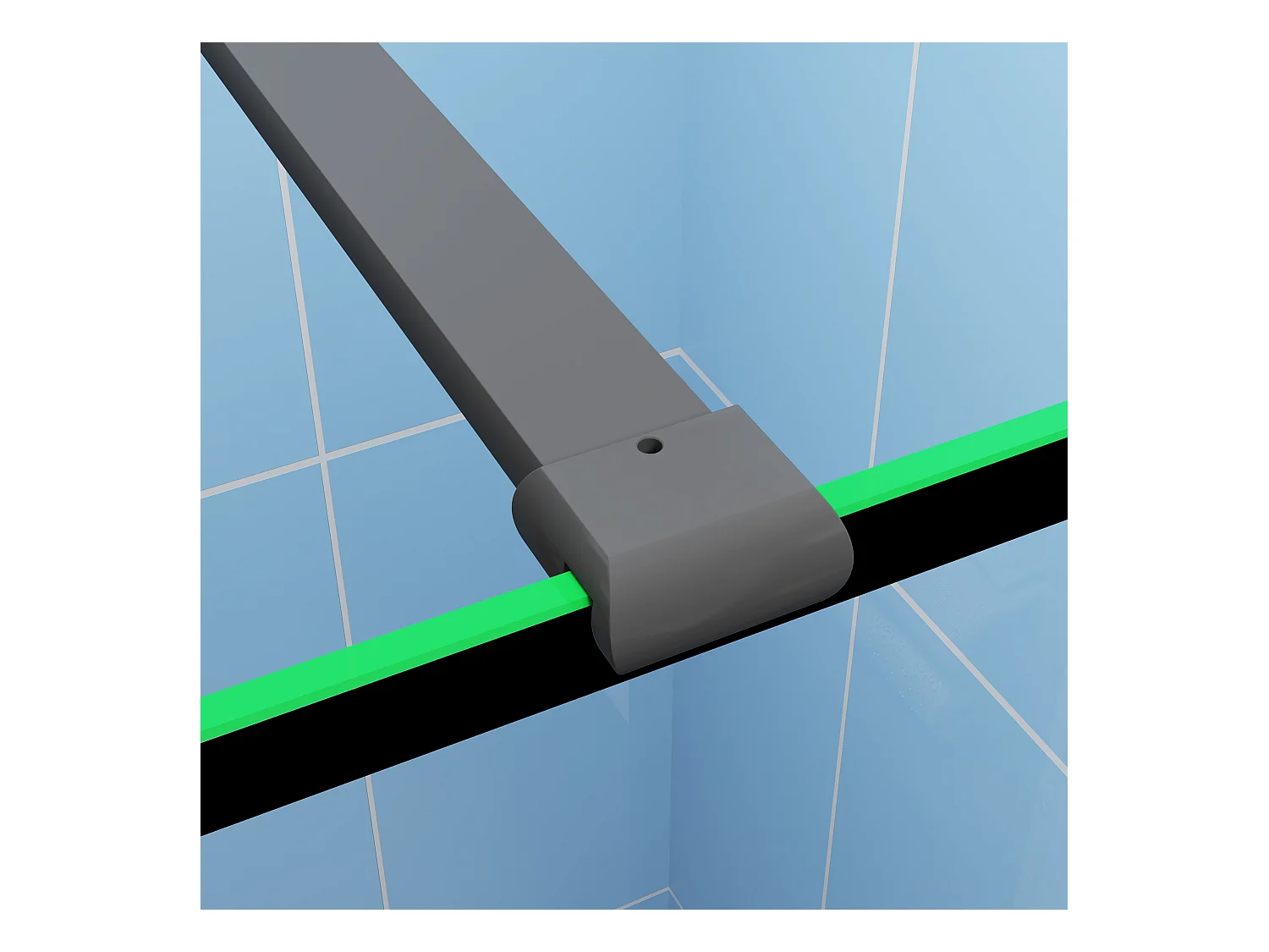 Paroi de douche fixe Noir 100 x 200cm - 8mm verre anticalcaire Style moderne + Étagère de Douche 100cm + barre de fixation 140cm