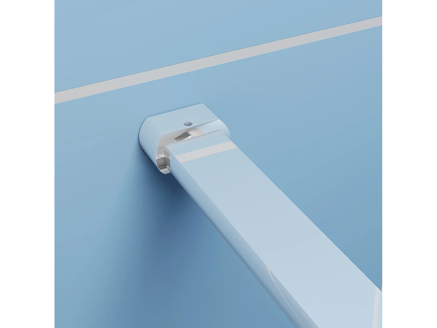 Paroi de douche à l'italienne Chrome 140x200cm - 8mm verre anticalcaire + Barre de fixation 140cm + Étagère de Douche 140cm