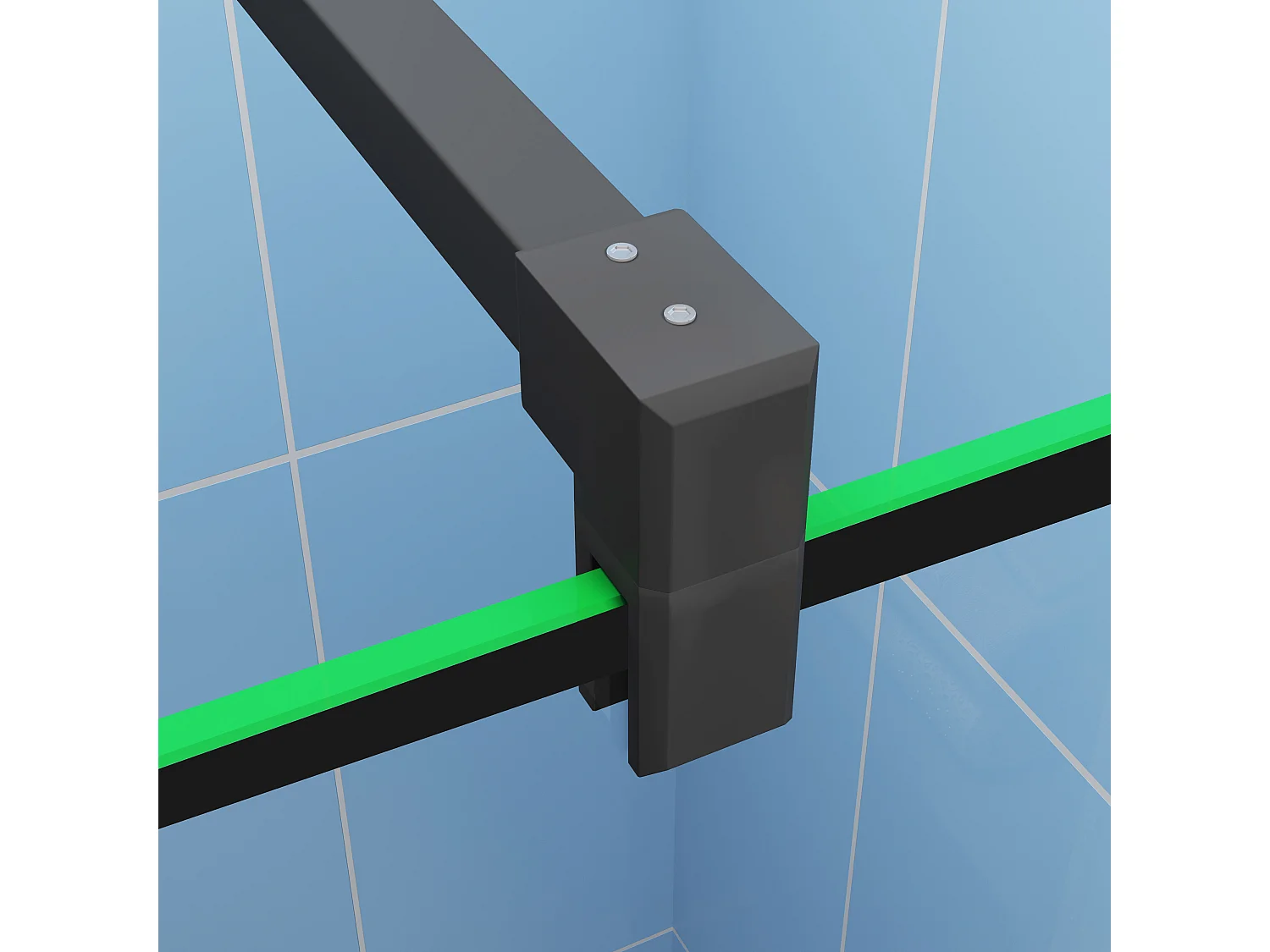 Paroi de douche à l'italienne noir mat 140x200cm + Étagère de Douche 140cm en alu - 8mm Verre anticalcaire avec barre de fixation noir mat 140cm