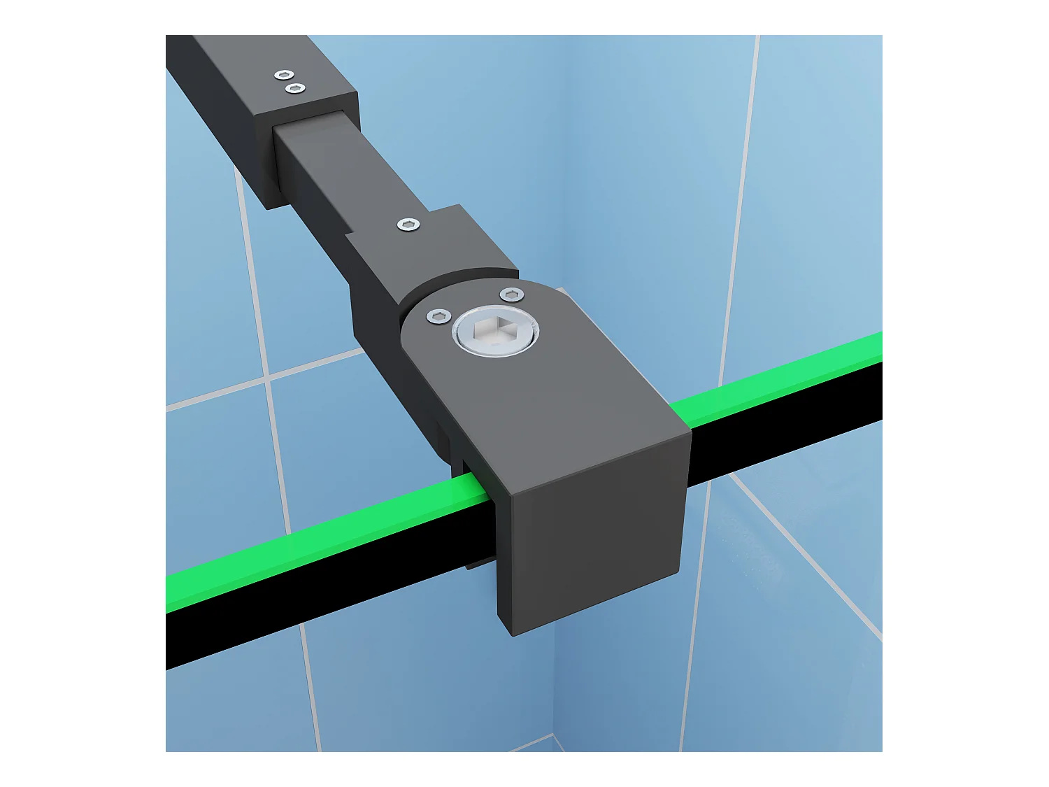 Paroi de douche à l'italienne noir 100x200cm - 8mm verre anticalcaire Avec Étagère de Douche 100cm en alu noir + barre de fixation noir 73-120cm