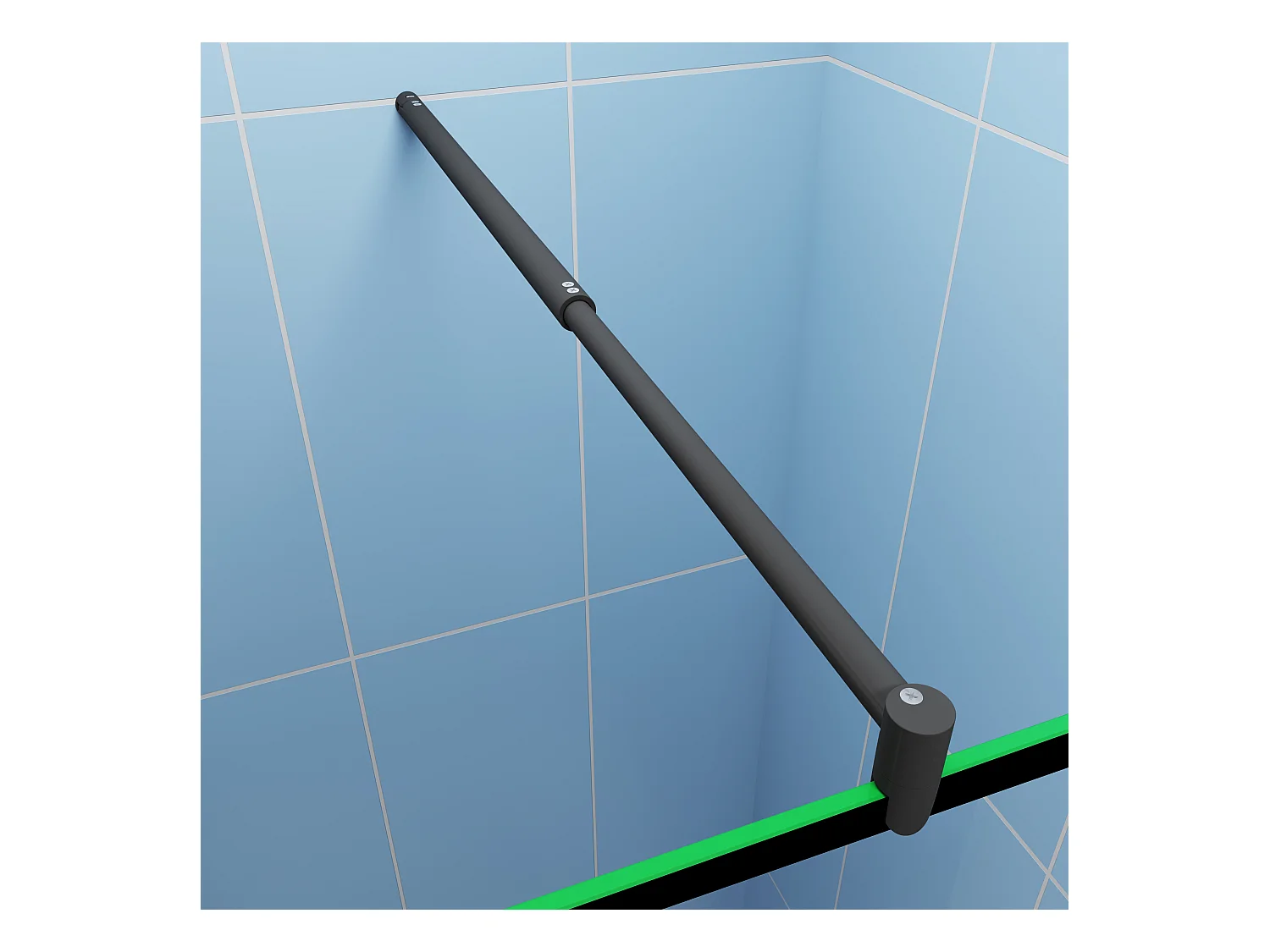 Paroi de douche à l'italienne noir 80x200cm + Étagère de Douche 80cm en alu - 8mm Verre coloré anticalcaire avec barre de fixation noir 70-120cm