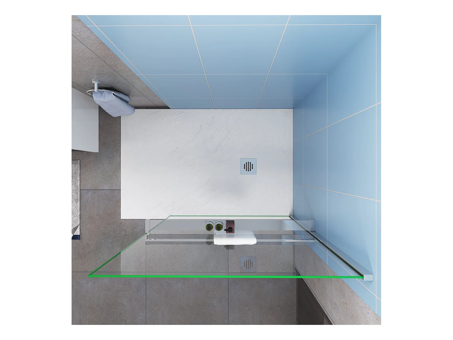 140x200cm Sicherheitsglas walk in mit Handtuchhalter Duschwand