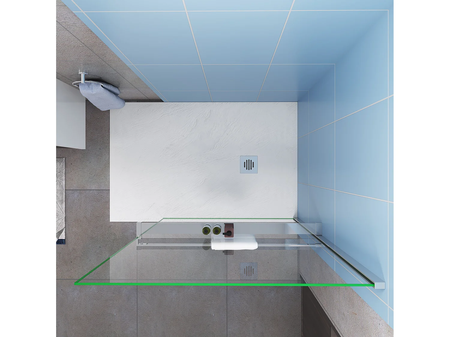 120x200cm Sicherheitsglas walk in mit Handtuchhalter Duschwand