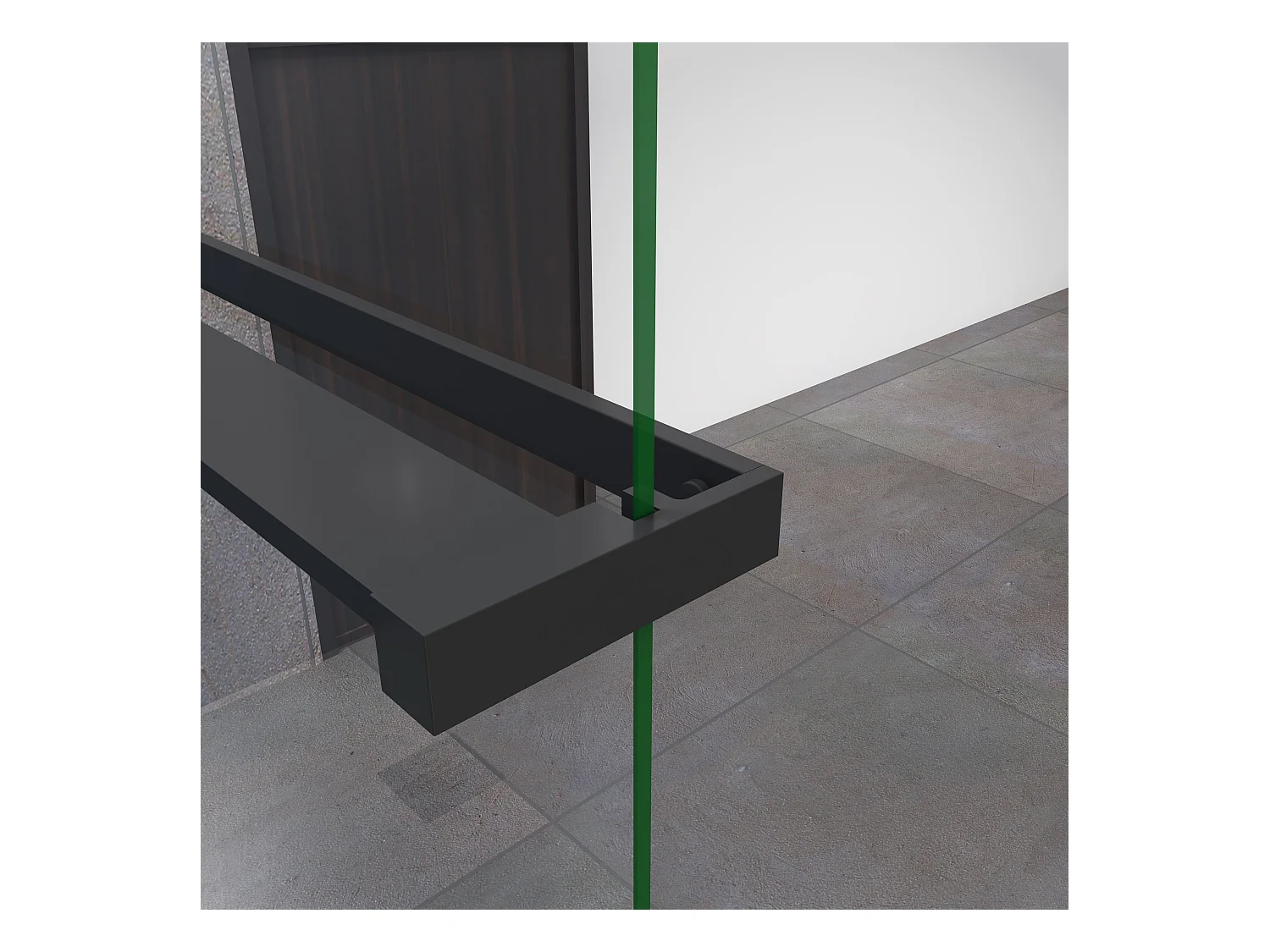 140x200cm 8mm ESG Stützstange Handtuchhalter schwarz Walk in Dusche