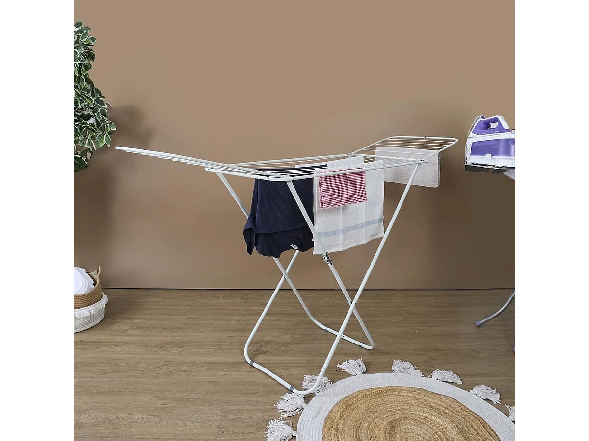 Etendoir à linge pliable 18 mètres étendage blanc