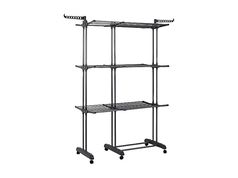 Etendoir tour 3 niveaux extensible gris foncé jusqu'à 35 mètre d'étendage