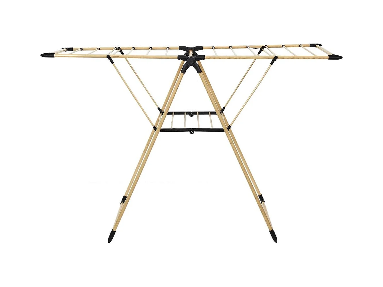 Etendoir à linge pliable 13 mètres étendage tubes métallique effet bois