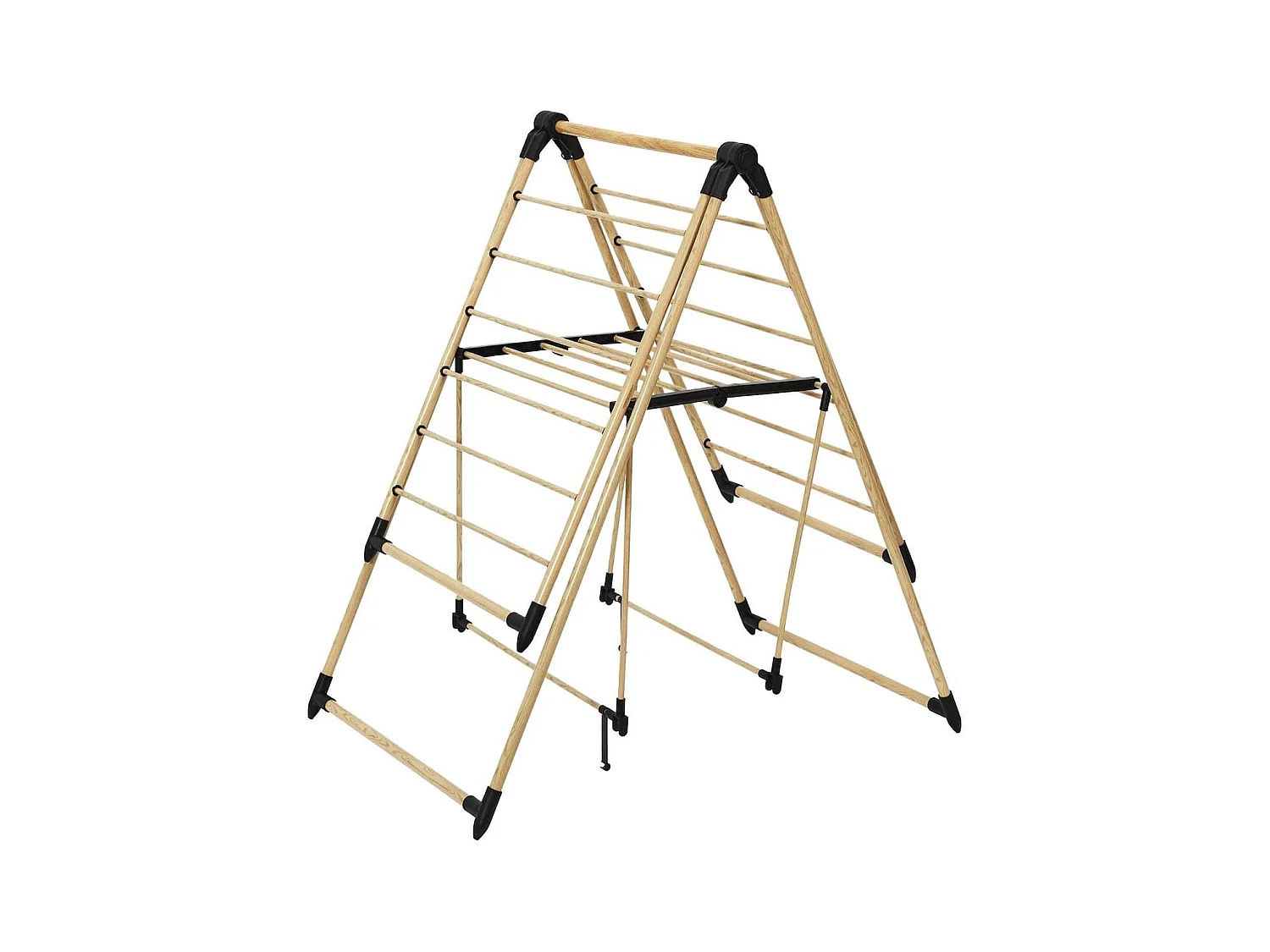 Etendoir à linge pliable 13 mètres étendage tubes métallique effet bois