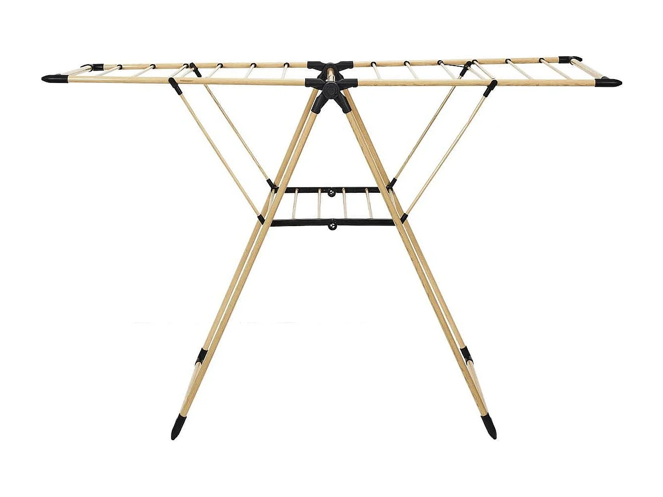 Etendoir à linge pliable 13 mètres étendage tubes métallique effet bois