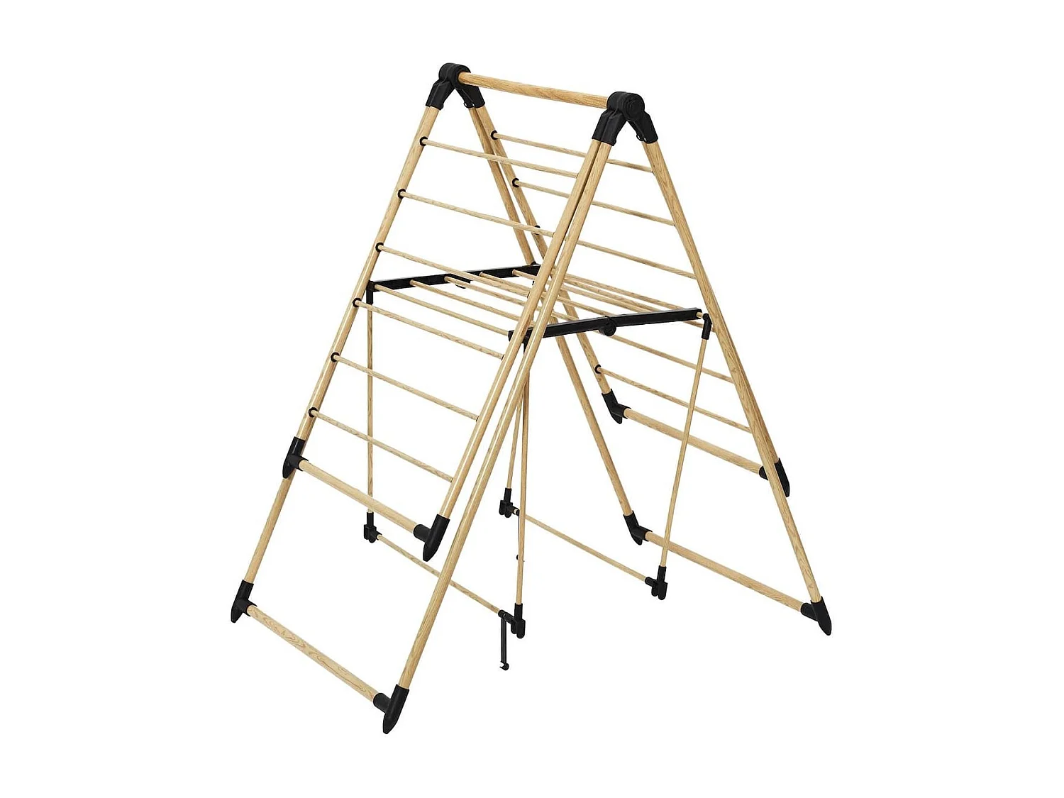 Etendoir à linge pliable 13 mètres étendage tubes métallique effet bois