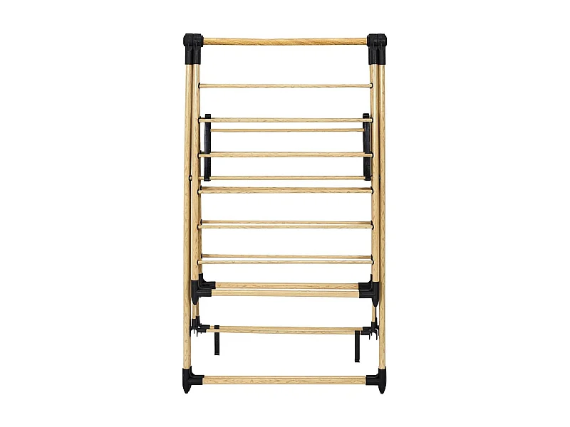 Etendoir à linge pliable 13 mètres étendage tubes métallique effet bois