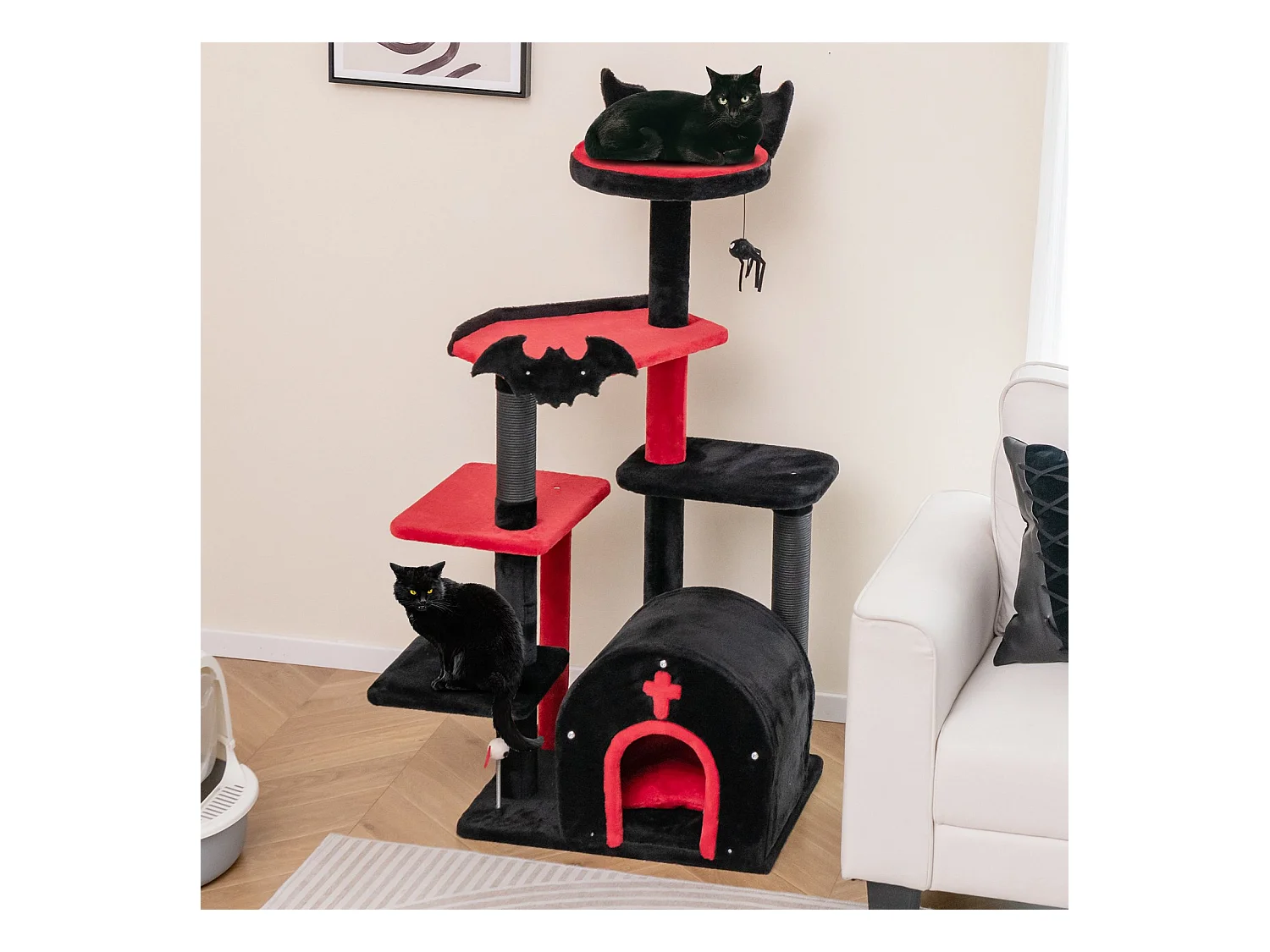 134 cm Arbre à chat avec griffoirs & grotte pour chats & plateformes Arbre à chat à grimper