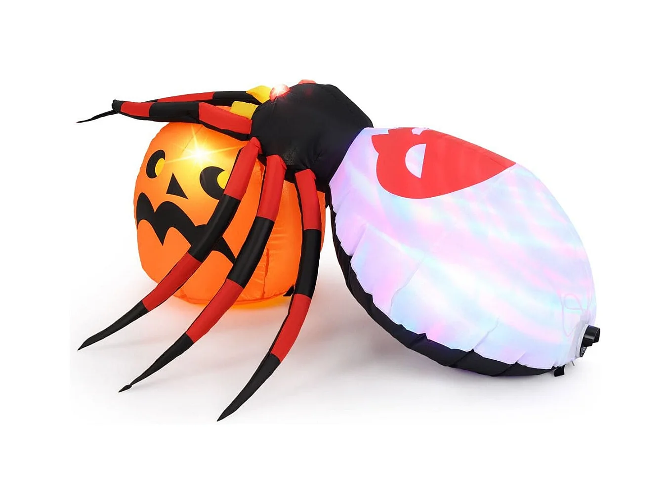 Ragno gonfiabile con zucca da 150x140cm, Decorazione di halloween illuminata con led e luce rotante colorata