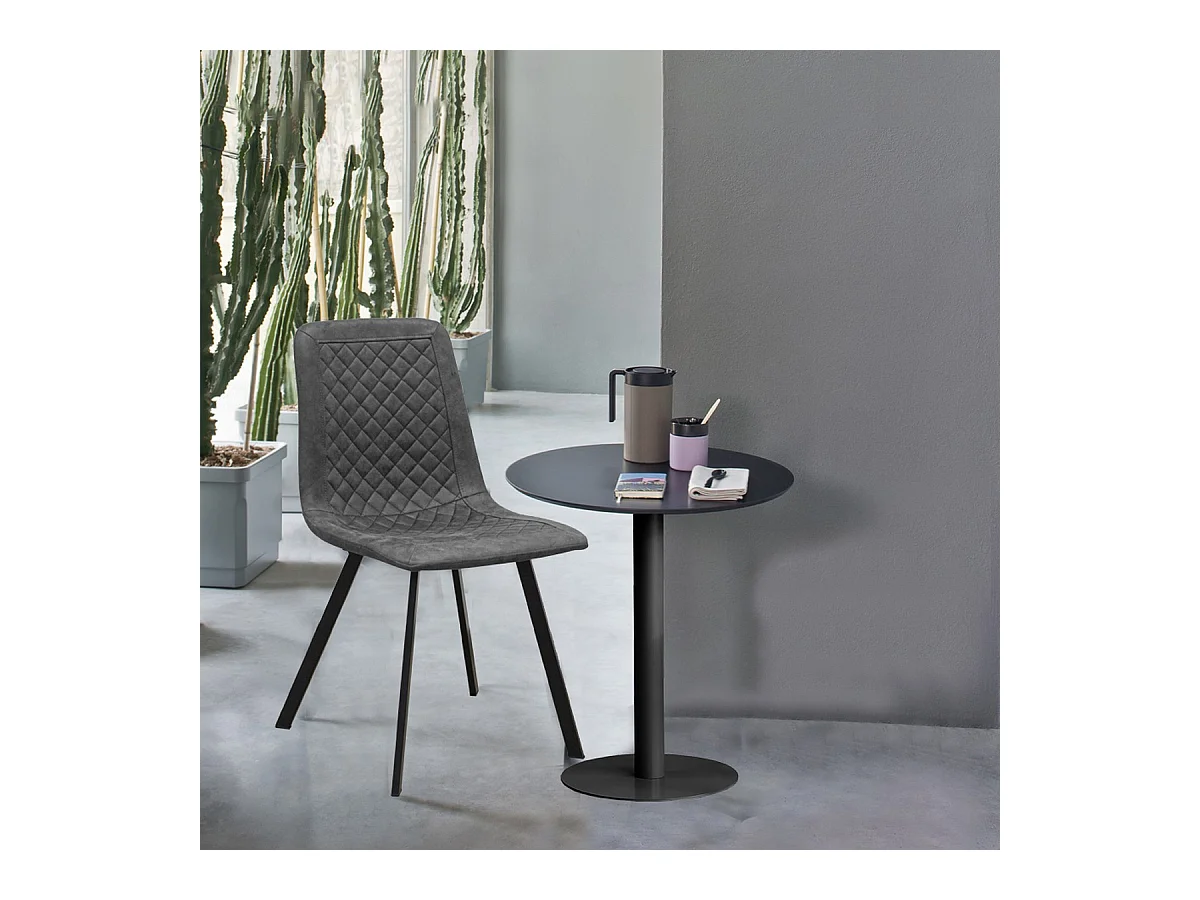 Lot de 4 Chaises Wendy, Gris, 43x40x87 cm, Seven Design