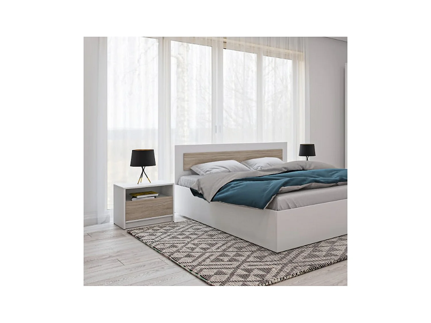 Stolik Nocny Viva, Biały, 50x41x36 cm, Seven Design