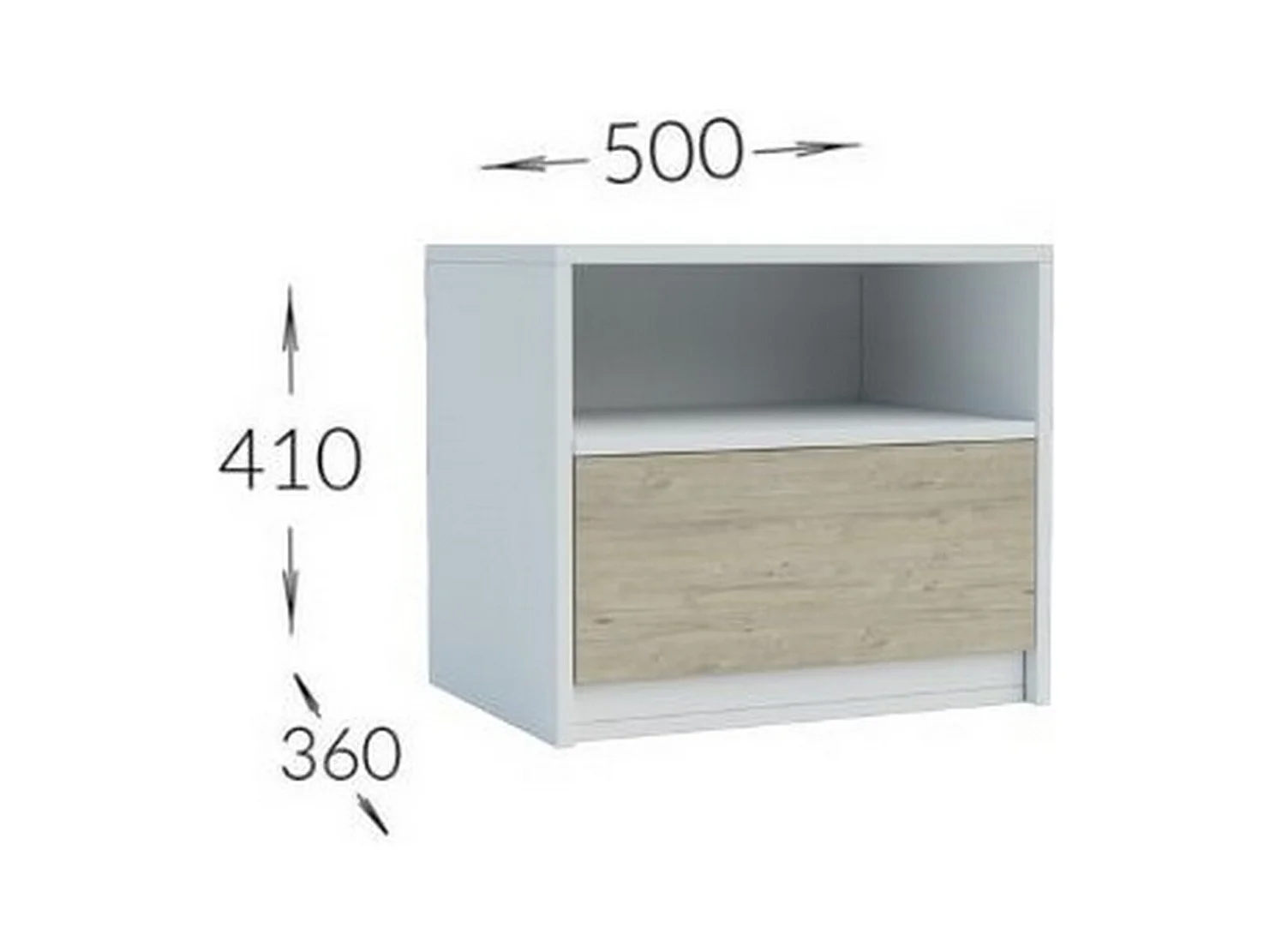 Stolik Nocny Viva, Biały, 50x41x36 cm, Seven Design