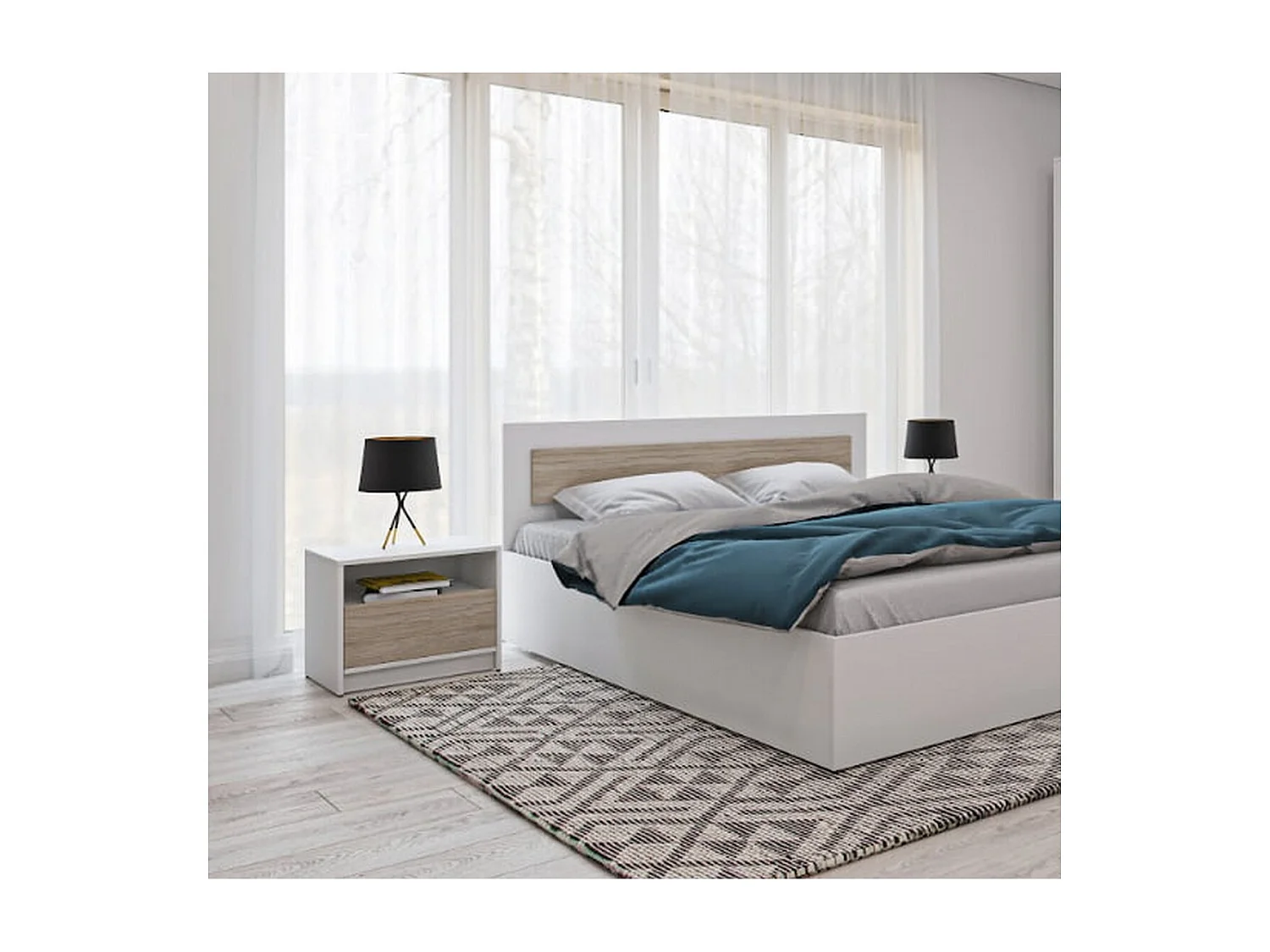 Stolik Nocny Viva, Biały, 50x41x36 cm, Seven Design