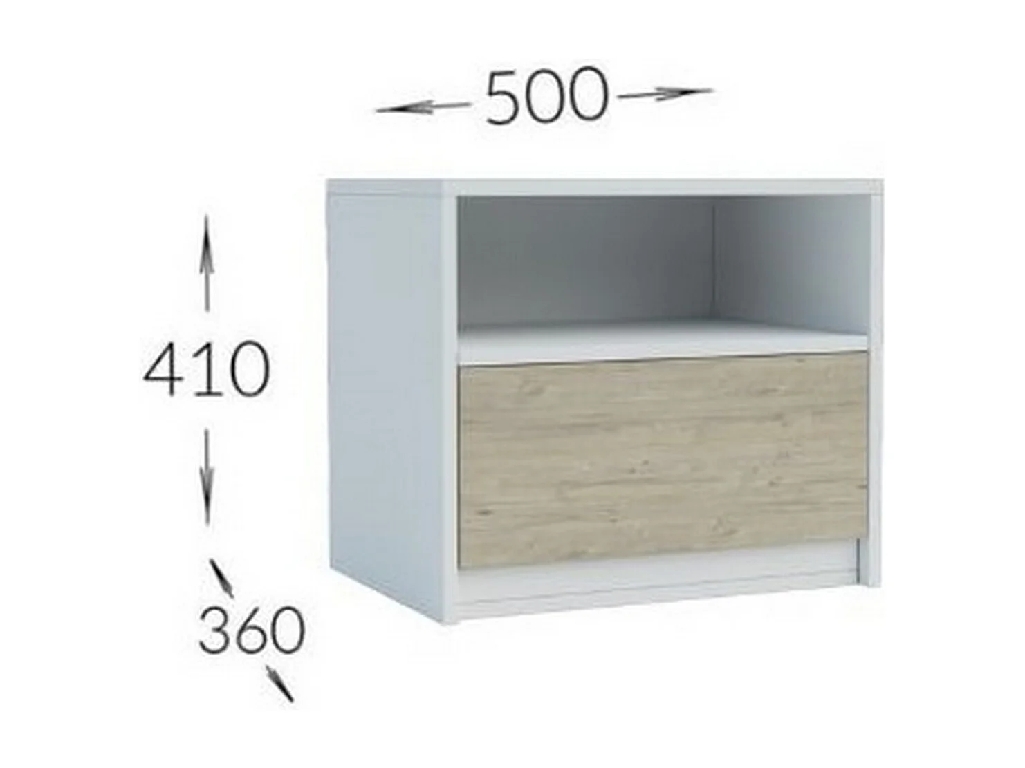 Stolik Nocny Viva, Biały, 50x41x36 cm, Seven Design