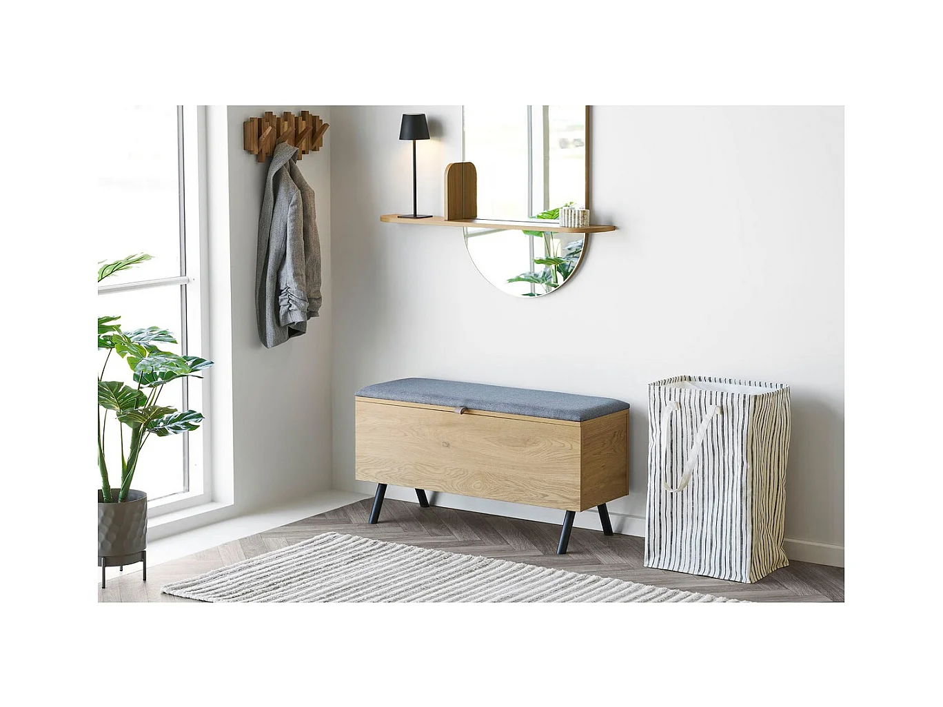 Panier à Linge Argor, Blanc, 38x28x58 cm, Seven Design