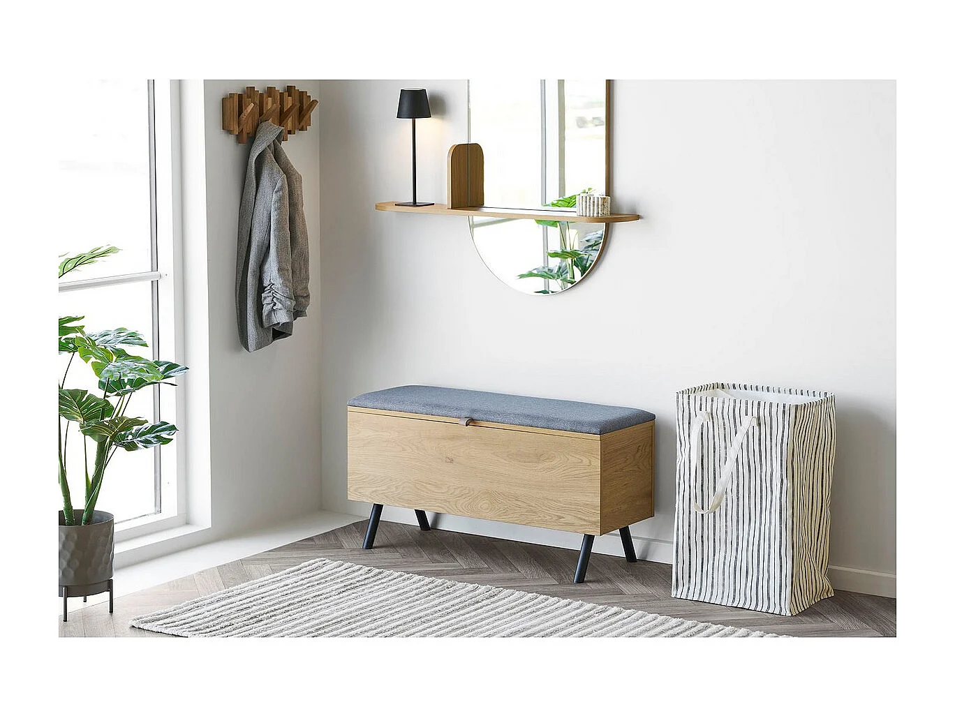 Panier à Linge Argor, Blanc, 38x28x58 cm, Seven Design