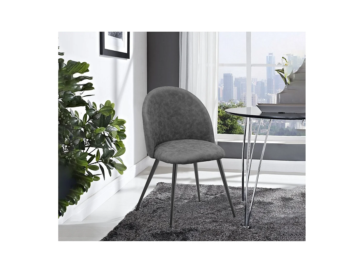 Lot de 2 Chaises Elisa SG, Gris, 50,5x54,5x83 cm, Seven Design