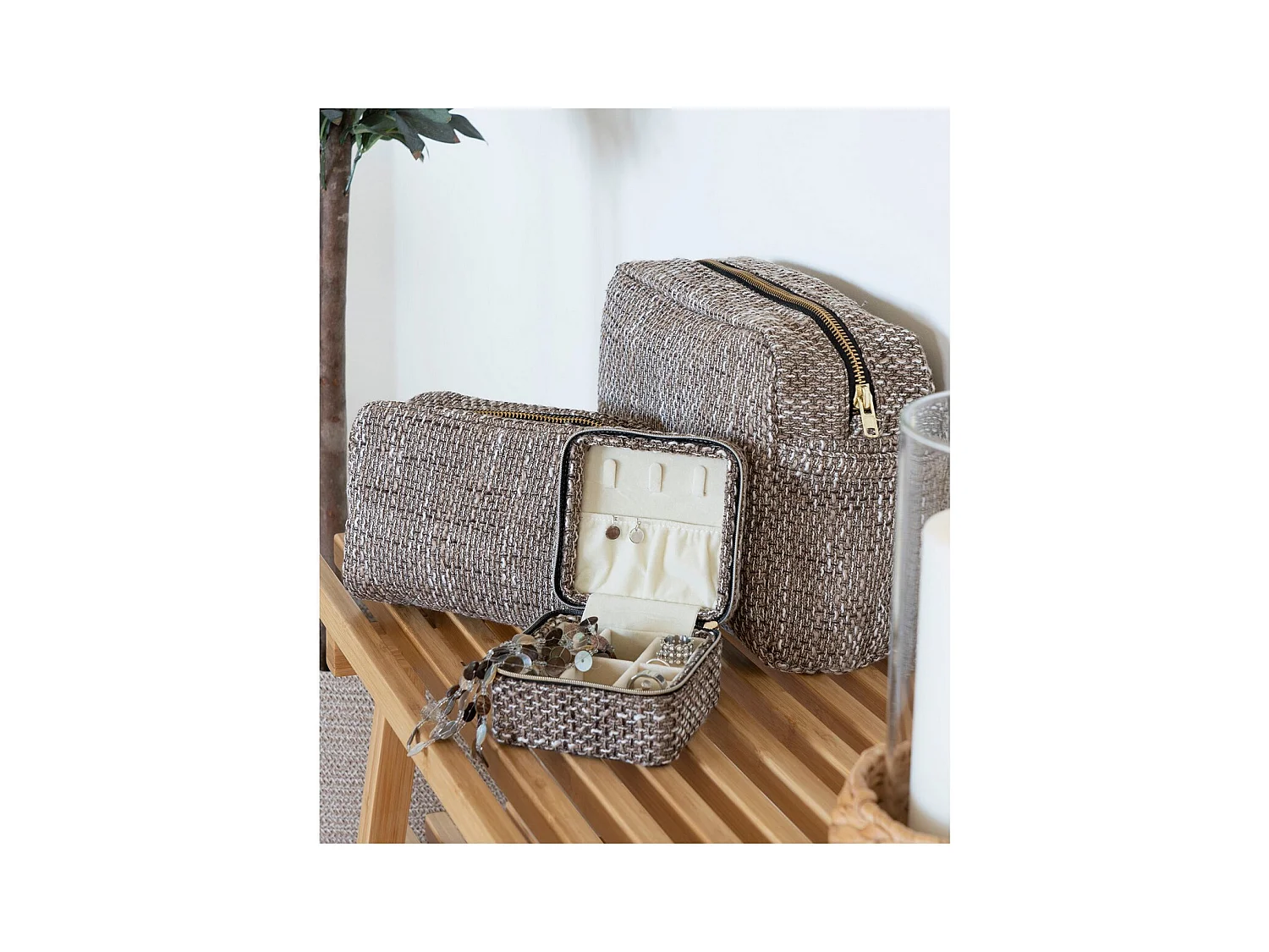 Trousse de Toilette Safi, Marron, 30x11x22 cm, Seven Design