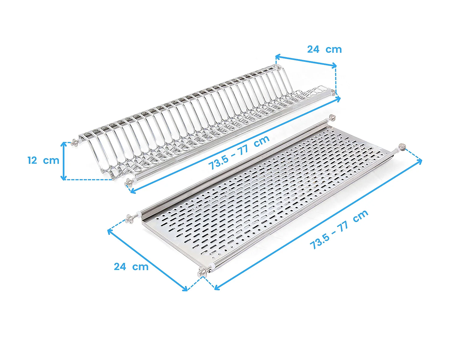 Escurreplatos acero inox módulos altos 80 cm gris 77x24x4 cm
