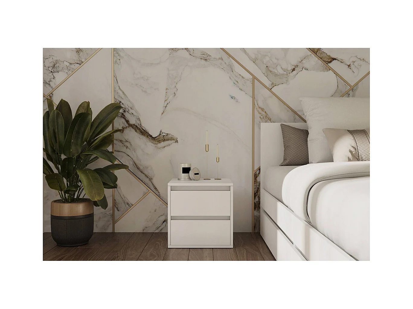 Table de Chevet Idea, Blanc, 40x40x35 cm, Seven Design