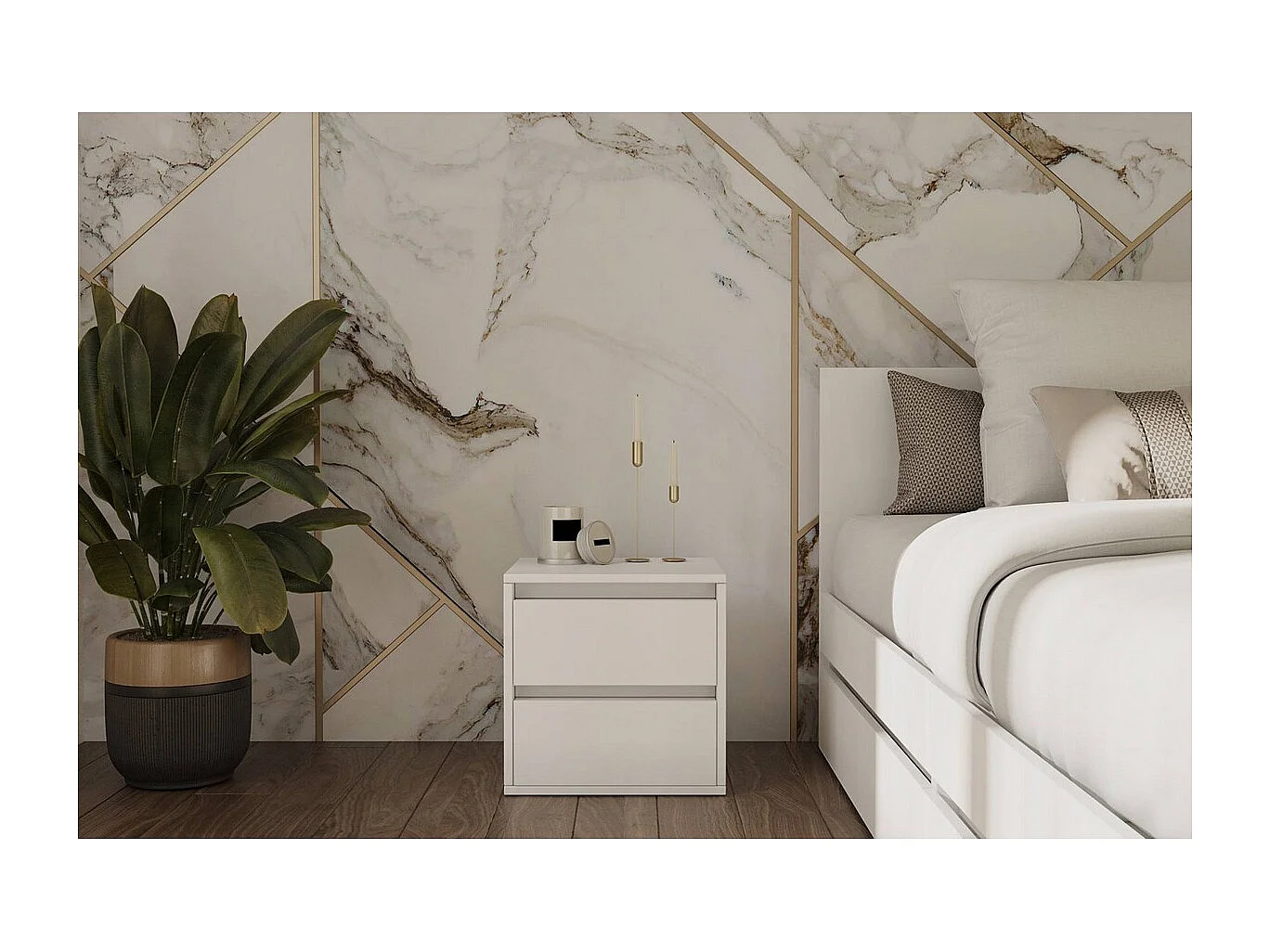 Stolik Nocny Idea, Biały, 40x40x35 cm, Seven Design