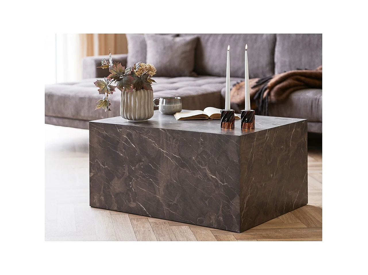 Bougeoir HN24, Marron, 6x6x7,5 cm, Seven Design