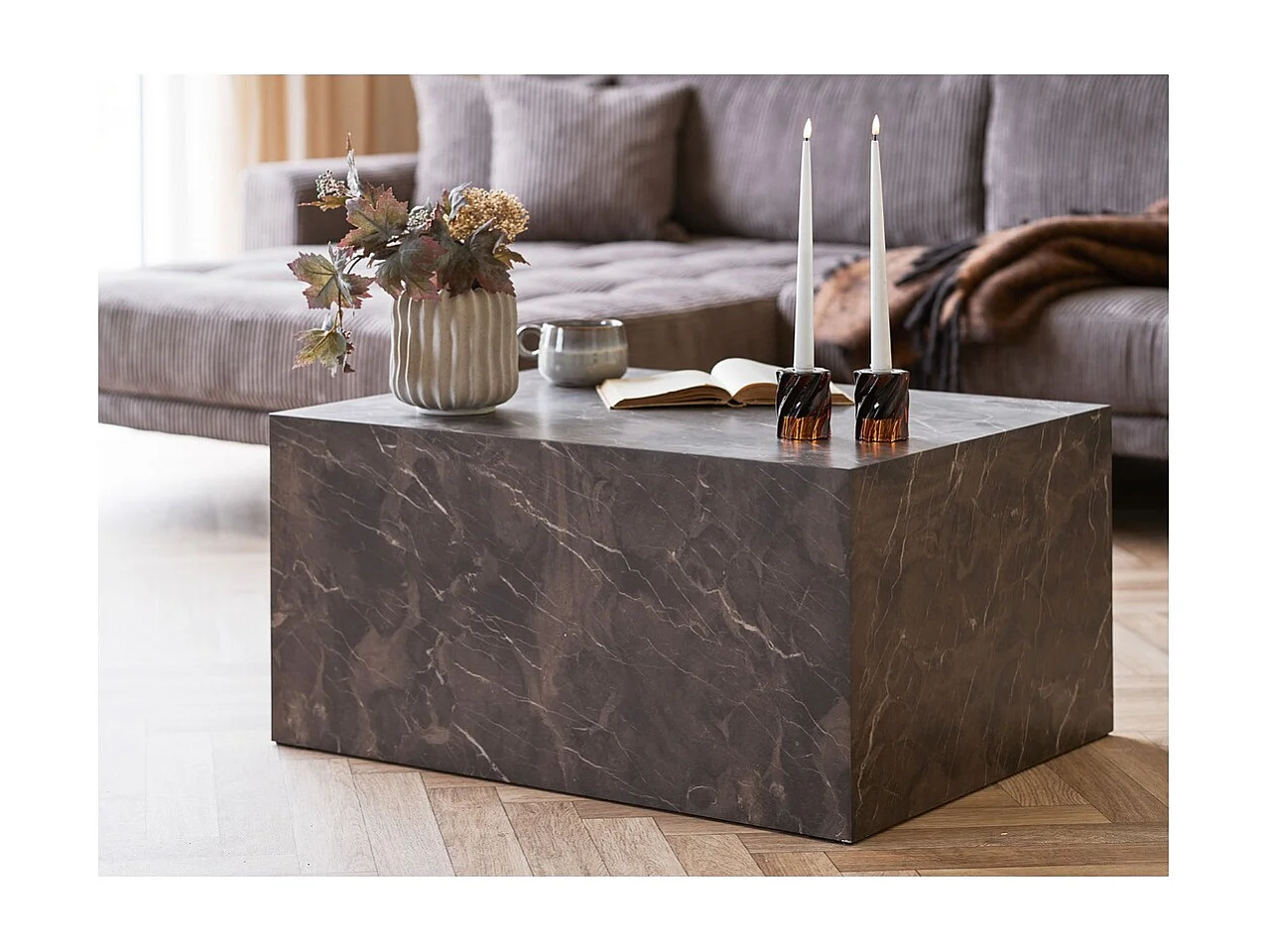 Świecznik HN24, Brązowy, 6x6x7,5 cm, Seven Design