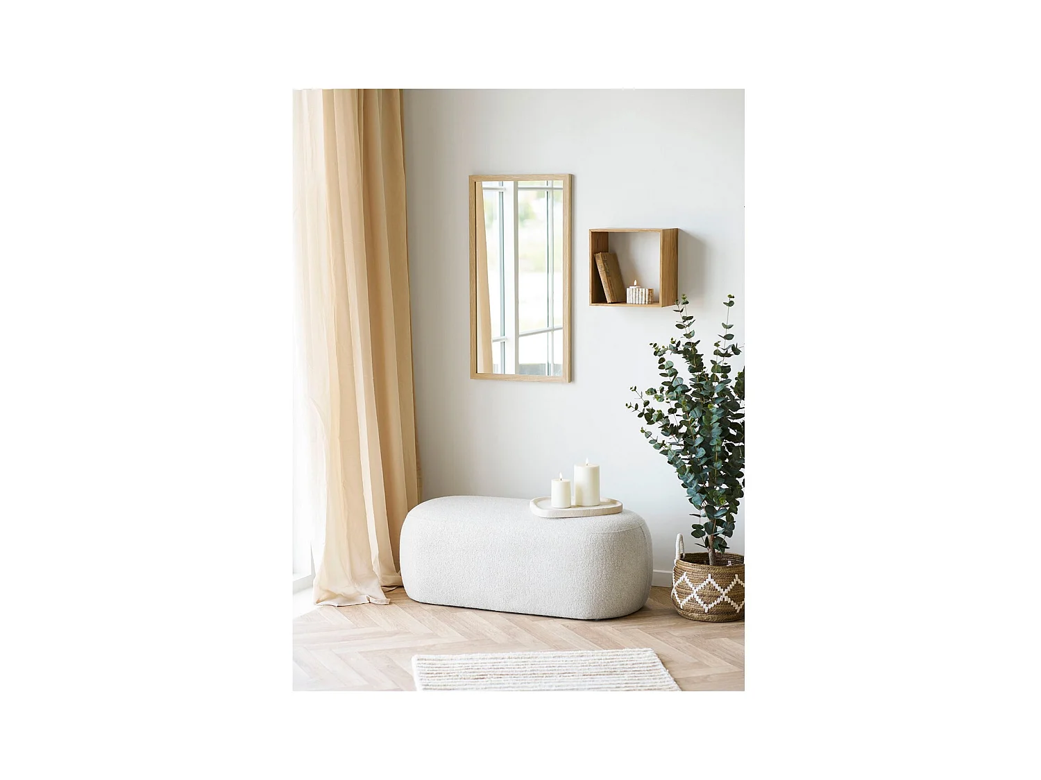 Banc Blossomville, Blanc, 100x50x38 cm, Seven Design