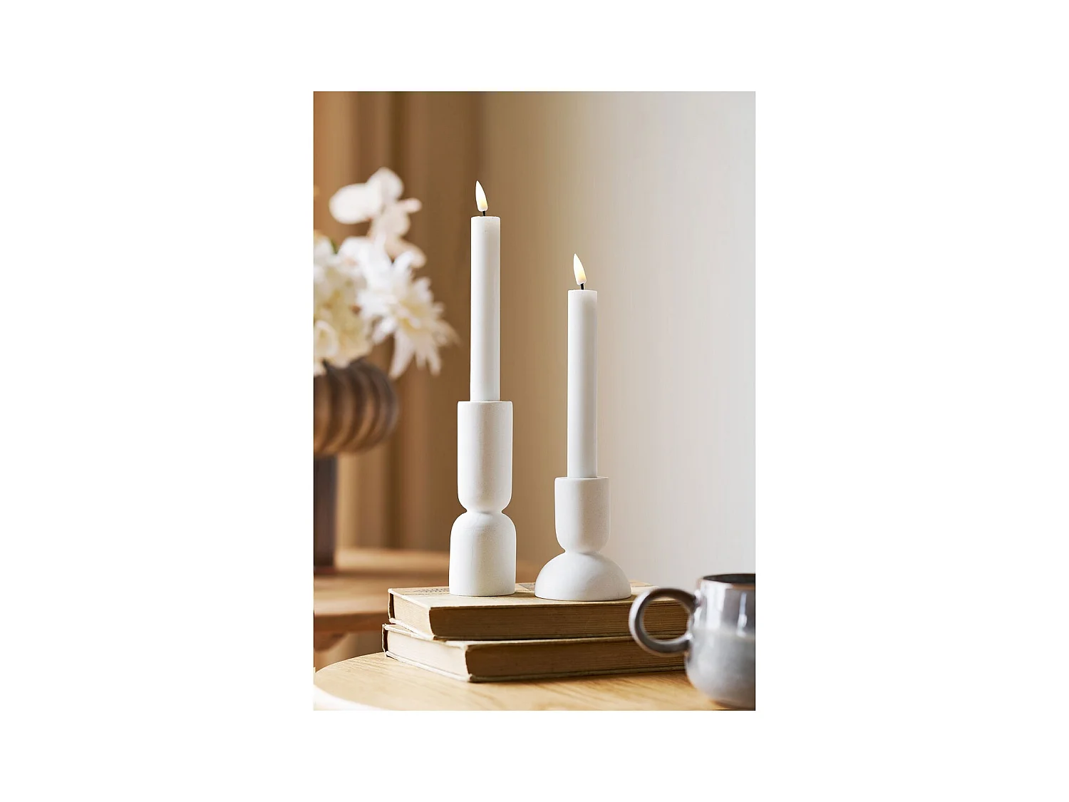 Portacandela HN26, Bianco, 7,5x7,5x15 cm, Seven Design