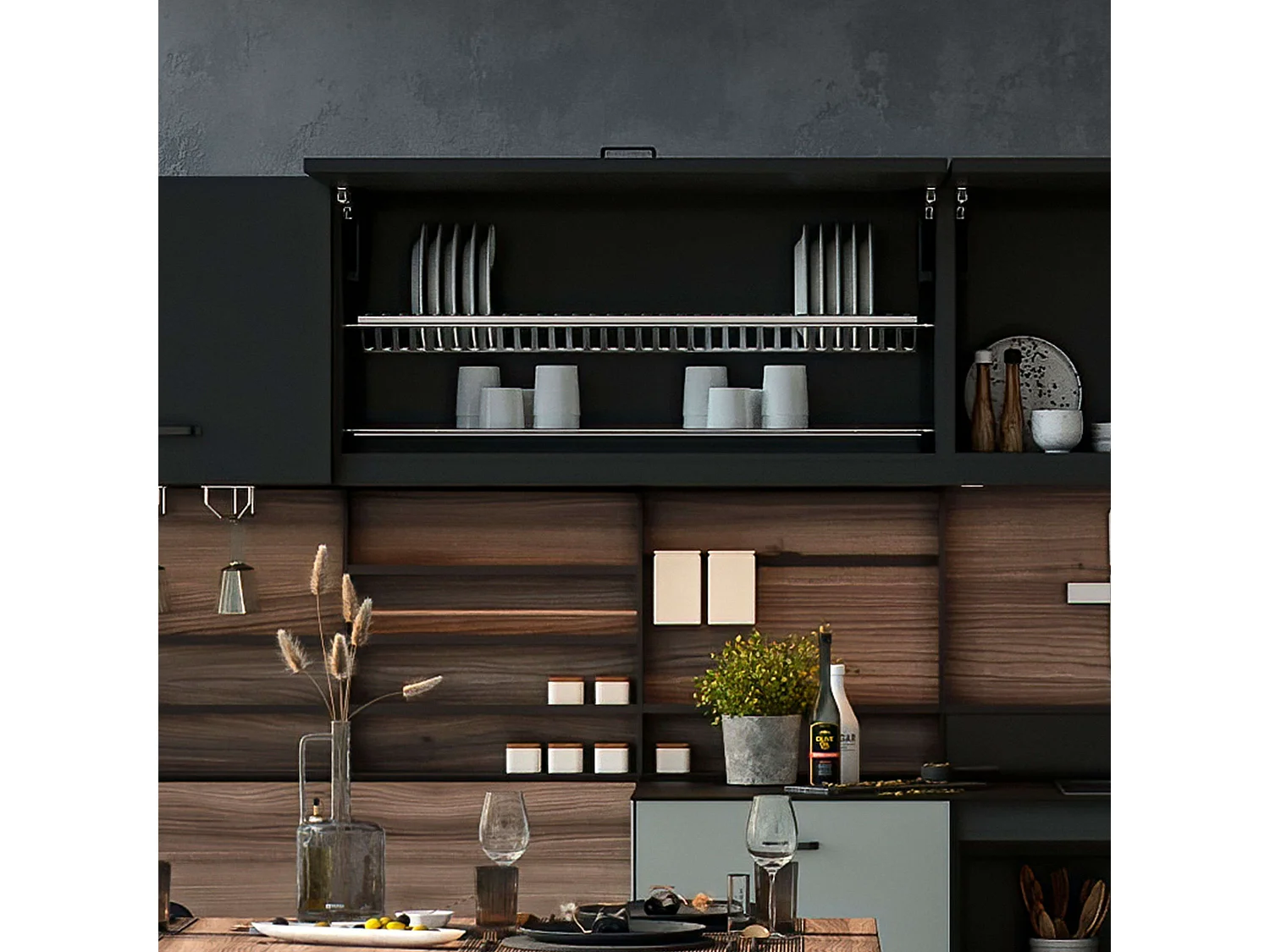 Égouttoir à vaisselle pour meubles hauts, gris, inox, 57x24x12 cm